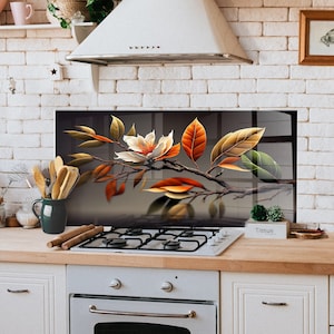 Panneau de dosseret de poêle en verre trempé, couverture arrière de poêle, décoration de cuisine, couvercle de dessus de cuisinière, dosseret de cuisine en carrelage, planche à découper et à nouilles