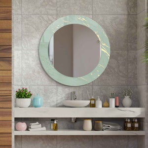 Aesthetic Mirror for Bathroom, Entryway Hallway Mirror, Luxury Home Decor, Living Room Mirror, Decorative Mirror on Tempered Glass