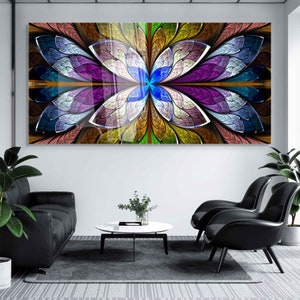 Tempered Glass Wall Art, Extra Large Wall Decor, Living Room Home Decor, Abstract Glass Painting, Decor for Bedroom, Housewarming Gift