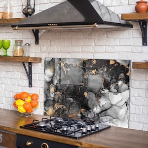 Panneau de dosseret de poêle en verre trempé, couverture arrière de poêle, décor de cuisine, couverture supérieure de cuisinière, tuile de dosseret de cuisine, planche à découper et à nouilles