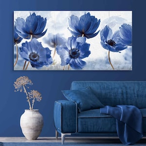 Tempered Glass Wall Art, Extra Large Wall Decor, Living Room Home Decor, Flowers Glass Painting, Decor for Bedroom, Housewarming Gift