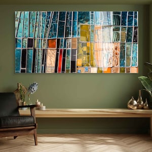 Tempered Glass Wall Art, Extra Large Wall Decor, Living Room Home Decor, Stained Glass Painting, Decor for Bedroom, Housewarming Gift