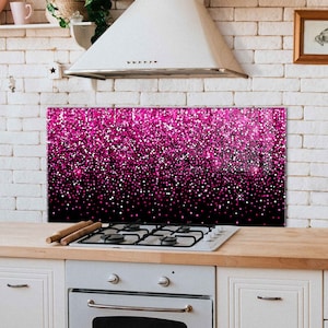 Myphotostation Tempered Glass Splashback 30Wx27.5H''Pink Gray Abstract  Backsplash Design Cooker Wall Backsplash Panel Glass Splashback for Kitchen  Panel Design Gray Splashback Stove Wall Protector 