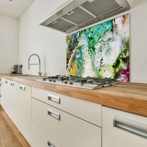 Tempered Glass Kitchen Backsplash, Kitchen Sink Cover, Kitchen Sink Splash Guard, Stove Back Top Cover, Abstract Splashback, Cutting Board