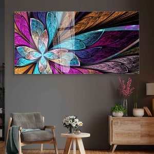 Tempered Glass Wall Art, Extra Large Wall Decor, Living Room Home Decor, Abstract Glass Painting, Decor for Bedroom, Housewarming Gift