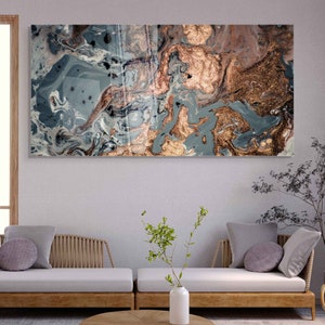 Tempered Glass Wall Art, Extra Large Wall Decor, Living Room Home Decor, Abstract Glass Painting, Decor for Bedroom, Housewarming Gift