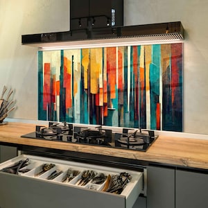 Couvercle d'évier de cuisine, crédence de cuisine en verre trempé, garde-boue d'évier de cuisine, couvercle supérieur de l'arrière de la cuisinière, crédence en carreau de verre, planche à découper