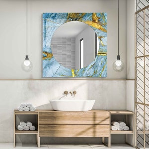 Aesthetic Mirror for Bathroom, Entryway Hallway Mirror, Luxury Home Decor, Living Room Mirror, Decorative Mirror on Tempered Glass