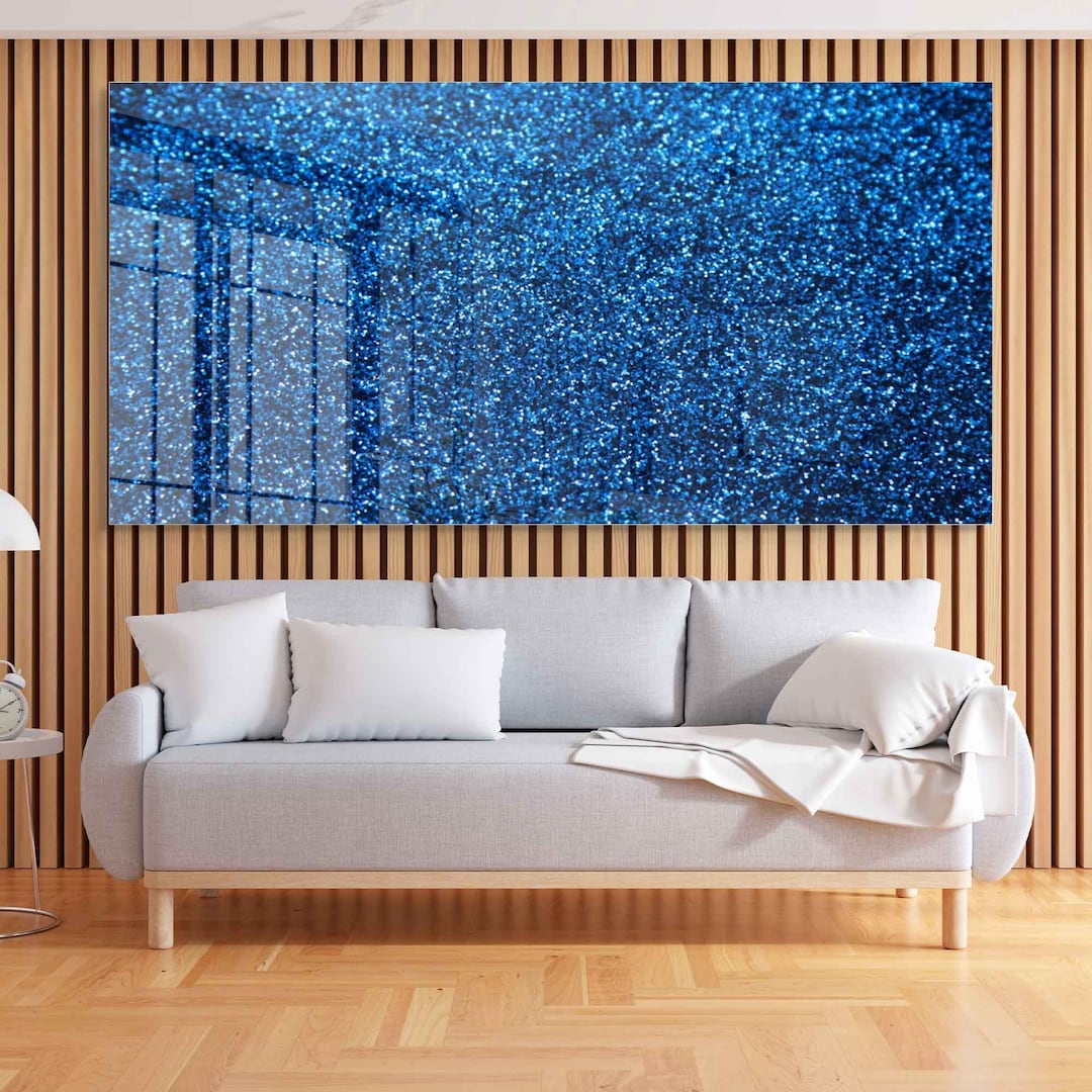 Tempered Glass Wall Art, Extra Large Wall Decor, Living Room Home Decor, Glitter Glass Painting