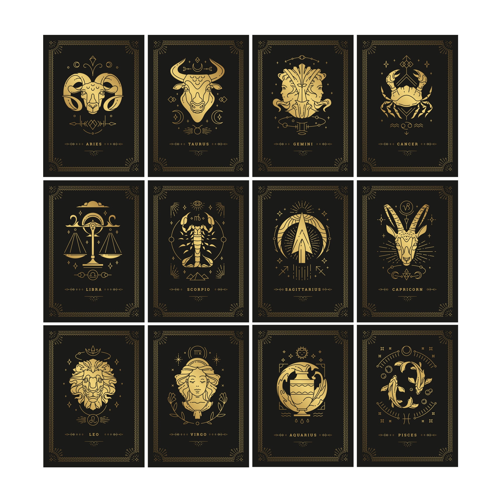 Astrology Zodiac Signs Star Signs Wall Decor Divination Etsy