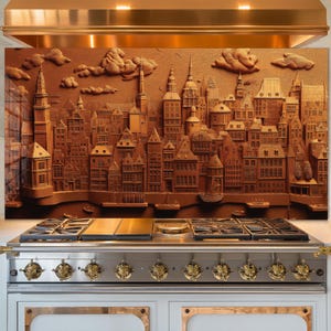Dosseret en verre cuivré, crédence de cuisine, coque arrière de poêle, oeuvre d'art murale en verre trempé, couvercle supérieur de cuisinière à gaz, crédence décoration d'intérieur