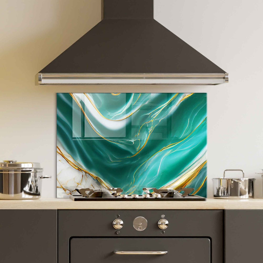 Kitchen Backsplash, Tempered Glass Backsplash Panel, Stove Back Cover