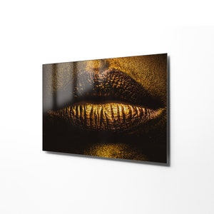 Decor Wall Art Original, Wall Decor Living Room Modern, Extra Large Wall Art, Decor for Bedroom, Lips Tempered Glass Wall Art, Wall Hangings