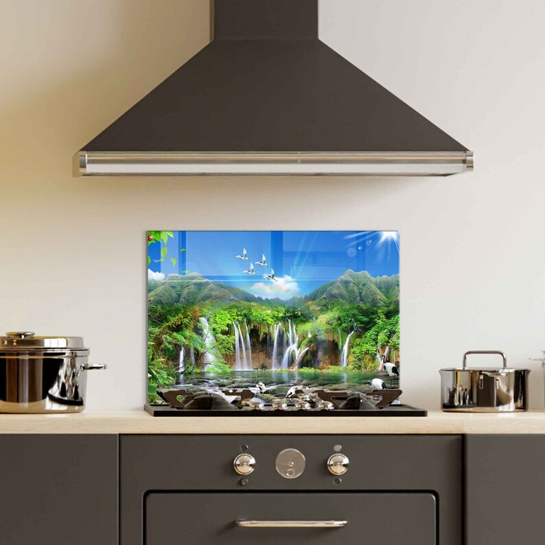 Stove Backsplash Glass Panel Kitchen Wall Decor Stove Top Etsy