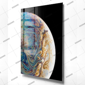 Erde aus dem Weltall Gehärtetes Glas Wandkunst, Wohnzimmer Schlafzimmer Dekor, Wohndeko Valentinstag Geschenk, Glasmalerei, Wandbehang