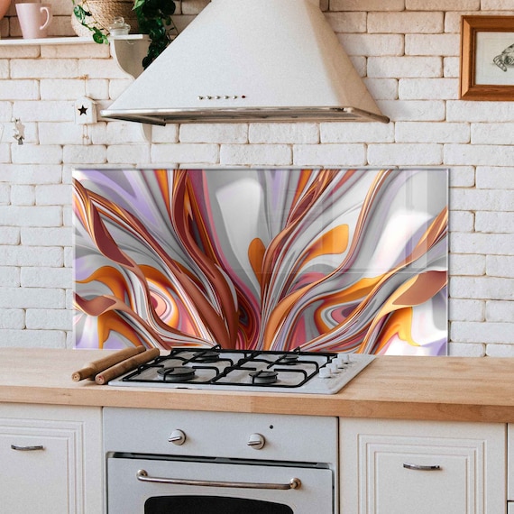 Alzatina Per Cucina Cuadros-Lifestyle - 80x50 Cm, Design Piastrella, In Alluminio DiBond - Foto 6