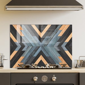 Panneau de dosseret de poêle en verre trempé, couverture arrière de poêle, décoration de cuisine, couvercle de dessus de cuisinière, dosseret de cuisine en carrelage, planche à découper et à nouilles
