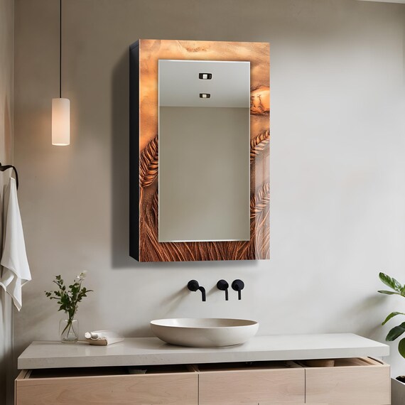 Badezimmer-Wandschrank Im Bauernhaus-Stil – Platzsparender Medizinschrank Mit Schiebetür & Verstellbaren Regalen, Weiß