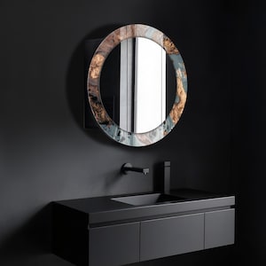 Bathroom Wall Cabinet with Mirror, Wall Mounted MDF Shelf, Medicine Cabinet, Wooden Wall Decor, Tempered Glass Wall Art, Bathroom Storage