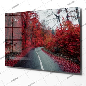 Natura Alberi Foresta Vetro temperato Arte della parete, Casa Soggiorno Camera da letto Decoro, Housewarming Regalo di San Valentino, Pittura su vetro, Appeso a parete