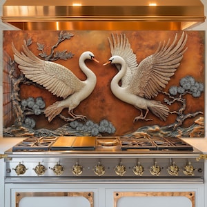 Dosseret en verre blanc, crédence de cuisine, coque arrière de cuisinière, oeuvre d'art murale en verre trempé, couvercle de cuisinière à gaz, crédence décoration d'intérieur