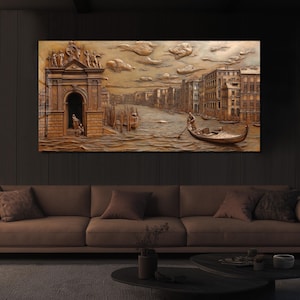 Tempered Glass Wall Art, Extra Large Wall Decor, Living Room Home Decor, Venice Glass Wall Art, Decor for Bedroom, Housewarming Gift