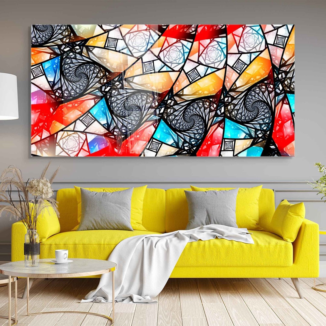 Tempered Glass Wall Art, Extra Large Wall Decor, Living Room Home Decor ...