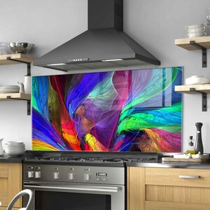 Dosseret de cuisine, couvercle arrière de cuisinière, décoration murale en verre trempé, couvercle de cuisinière pour gaz, crédence de décoration de cuisine, planche à découper et à nouilles