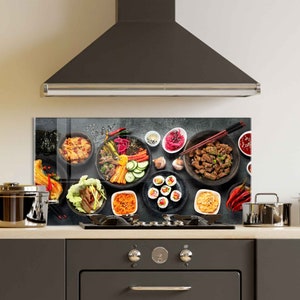 Dosseret de cuisine, couvercle arrière de cuisinière, décoration murale en verre trempé, couvercle de cuisinière pour gaz, crédence de décoration de cuisine, planche à découper et à nouilles