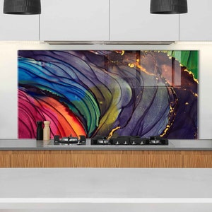 Dosseret de cuisine, couverture arrière de cuisinière, dosseret de poêle en verre trempé, décor de cuisine, couverture supérieure de cuisinière, cadeau de pendaison de crémaillère, tuile de dosseret