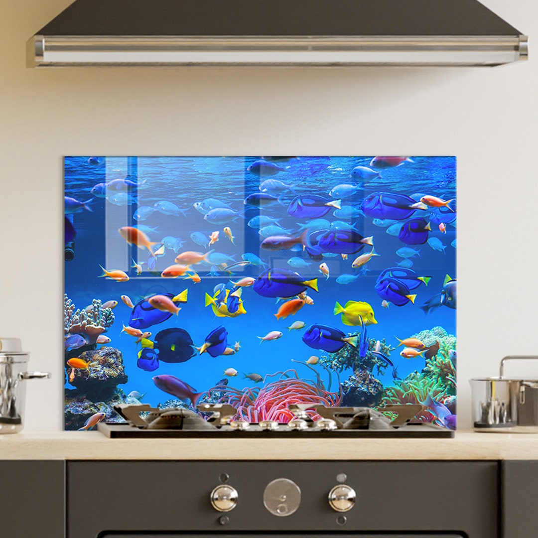 Tempered Glass Stove Backsplash Panel, Stove Back Cover, Kitchen Decor