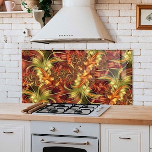 Stove Back Cover for Gas-Tempered Glass Backsplash-Kitchen Wall Decor-Kitchen Accessories-Kitchen Sink Cover Splash Guard, Splashback Tile