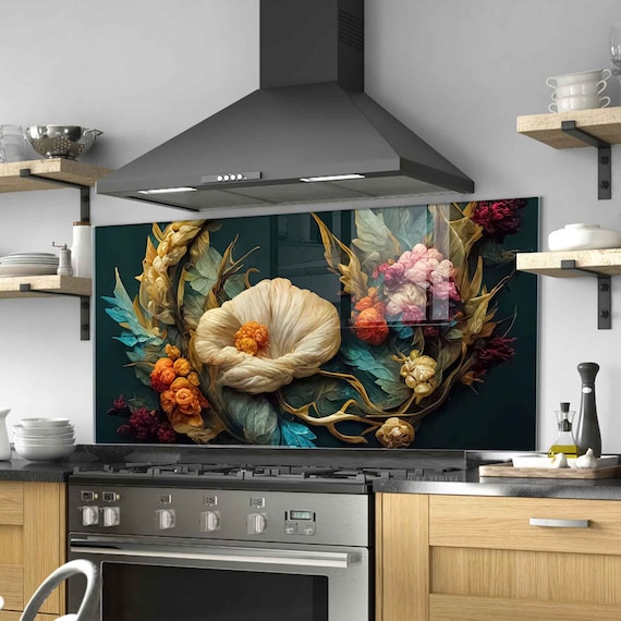 Kitchen Backsplash, Kitchen Wall Decor, Tempered Glass Stove Backsplash  Panel, Stove Back Cover, Stove Top Cover, Chopping and Noodle Board 