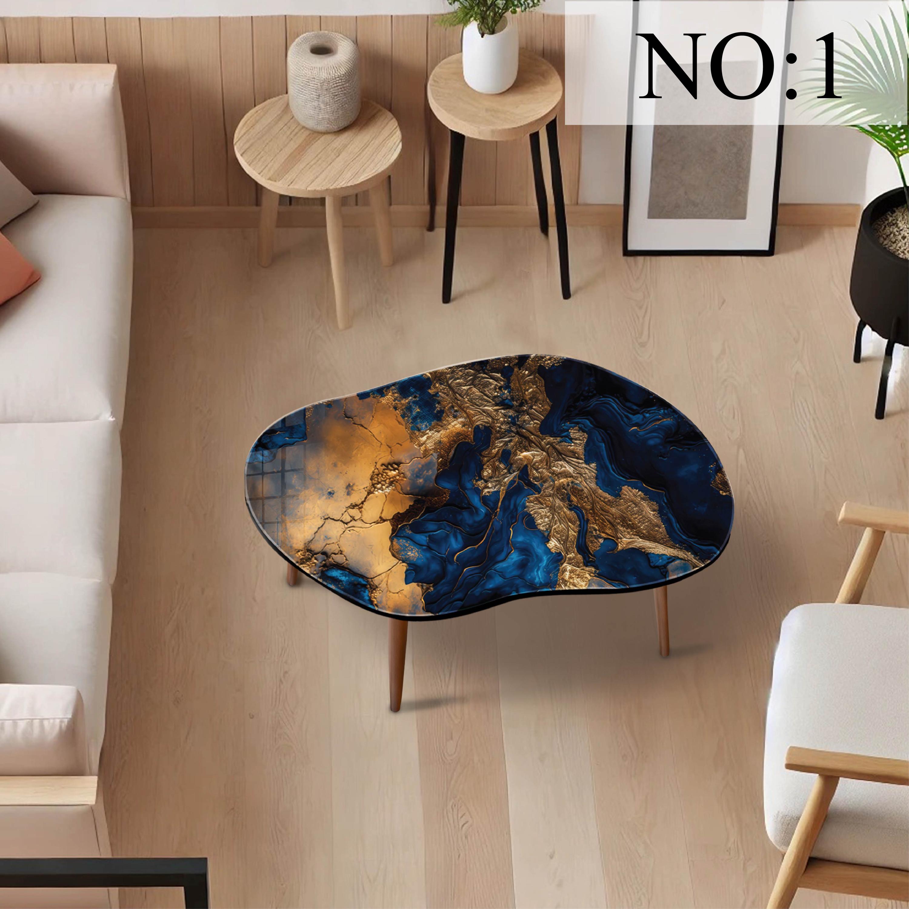 Glass Coffee Table, Asymmetrical Modern Center Table, Living Room ...