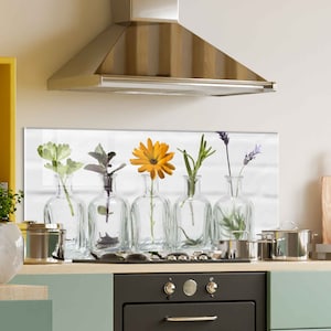 Dosseret de cuisine, coque arrière de cuisinière, oeuvre d'art murale en verre trempé, couvercle de dessus de cuisinière à gaz, crédence déco de cuisine, planche à découper et à nouilles