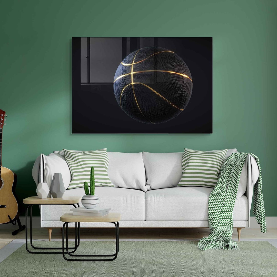 Basketball Tempered Glass Wall Art, Basketball Gift for Him, Teenage