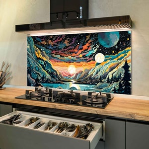 Tempered Glass Kitchen Backsplash-Kitchen Sink Cover-Kitchen Sink Splash Guard-Stove Back Top Cover-Splashback Glass Tile-Cutting Board