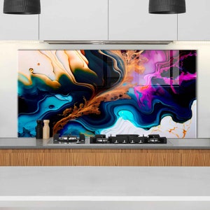 Dosseret de cuisine, couvercle arrière de cuisinière, décoration murale en verre trempé, couvercle de cuisinière pour gaz, crédence de décoration de cuisine, planche à découper et à nouilles