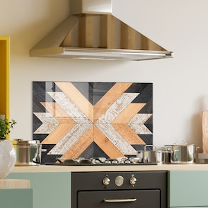 Gehärtetes Glas Herd Backsplash Panel, Herd Rückabdeckung, Küchendekor, Herd Top Cover, Küche Backsplash Tile, Hacken und Nudelbrett