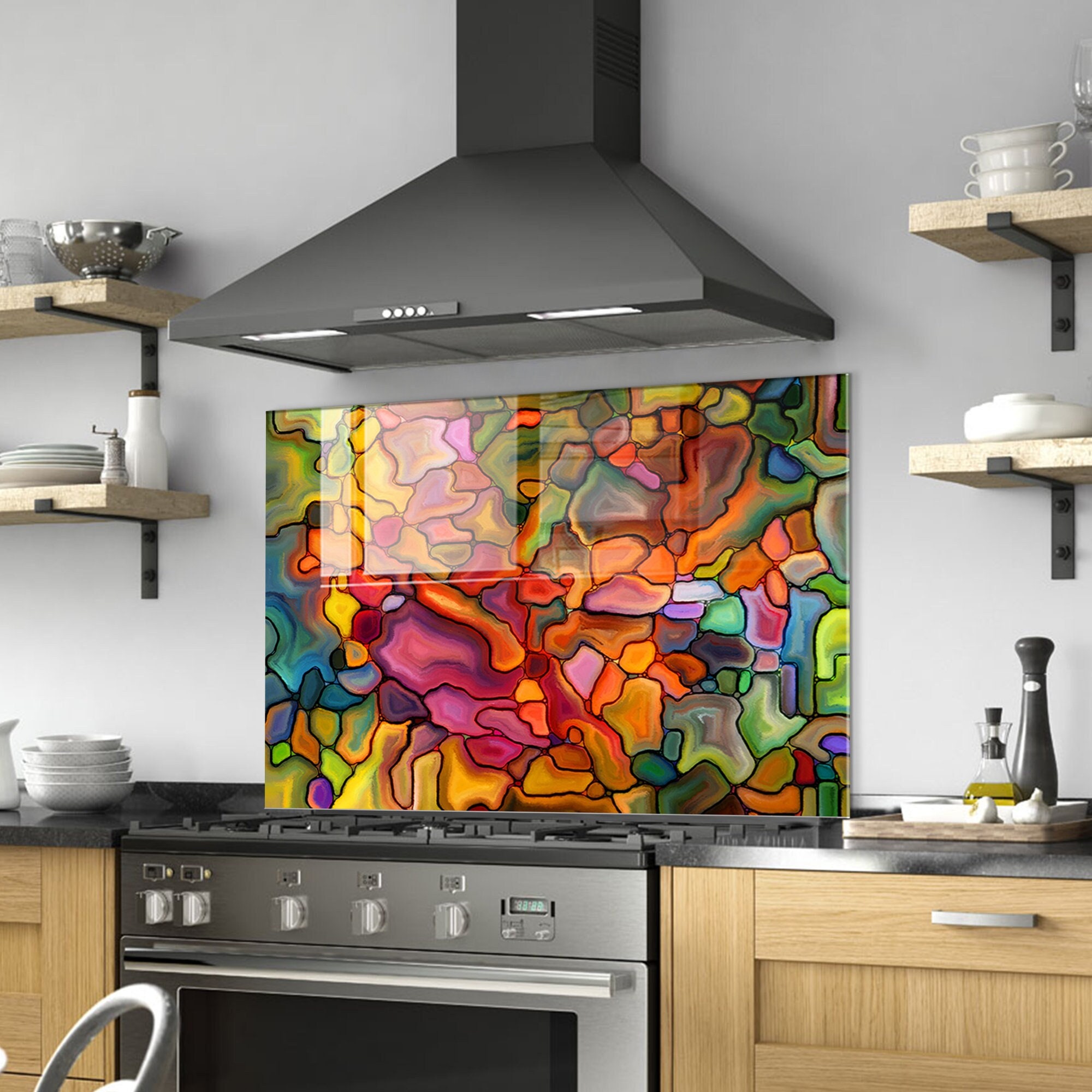 Tempered Glass Stove Backsplash Panel, Stove Back Cover, Kitchen Decor, Stove Top Cover, Kitchen Backsplash Tile, Chopping and Noodle Board
