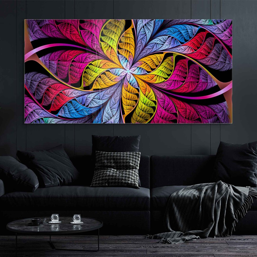 Tempered Glass Wall Art, Extra Large Wall Decor, Living Room Home Decor, Abstract Glass Painting