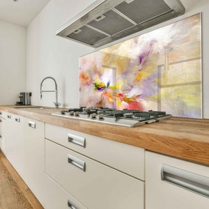 Tempered Glass Kitchen Backsplash-Kitchen Sink Cover-Kitchen Sink Splash Guard-Stove Back Cover-Abstract Glass Splashback Tile-Home Decor