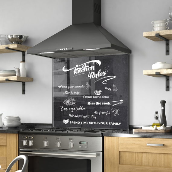 Kitchen Rules Decor Glass Stove Backsplash Panel Kitchen Etsy