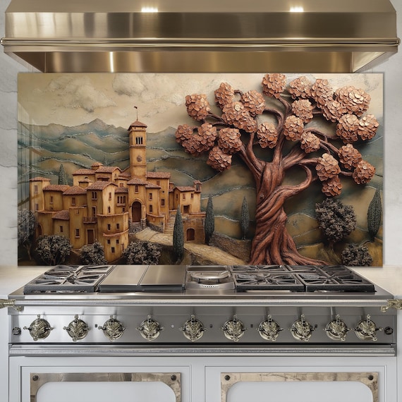 Paraschizzi Vetro Temperato Albero Della Vita | Pannello Cucina 4mm Dietro Piano Cottura - Foto 4