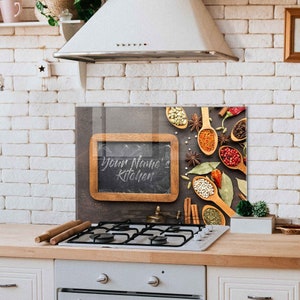 Panneau de dosseret de cuisinière en verre personnalisé, Couvercle arrière de cuisinière, Décoration de cuisine, Couvercle supérieur de cuisinière, Carrelage de dosseret de cuisine, Planche à découper/nouilles