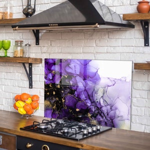 Dosseret de cuisine, couverture arrière de cuisinière, dosseret de poêle en verre trempé, décor de cuisine, couverture supérieure de cuisinière, cadeau de pendaison de crémaillère, cadeau pour elle