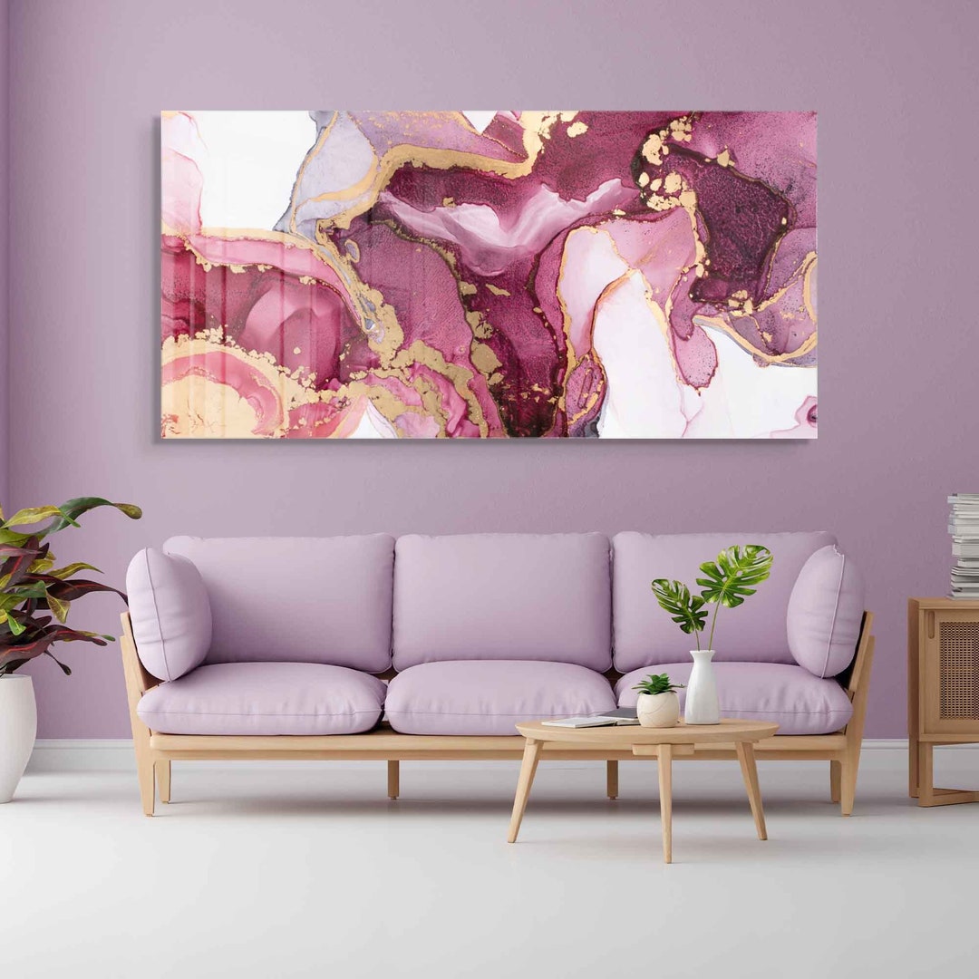 Tempered Glass Wall Art, Extra Large Wall Decor, Living Room Home Decor, Marble Glass Painting