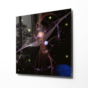Art mural abstrait en verre trempé, Décor pour chambre à coucher, Grand art mural, Décoration de pièce, Cadeau de pendaison de crémaillère, Décoration intérieure, Tentures murales, Décoration murale