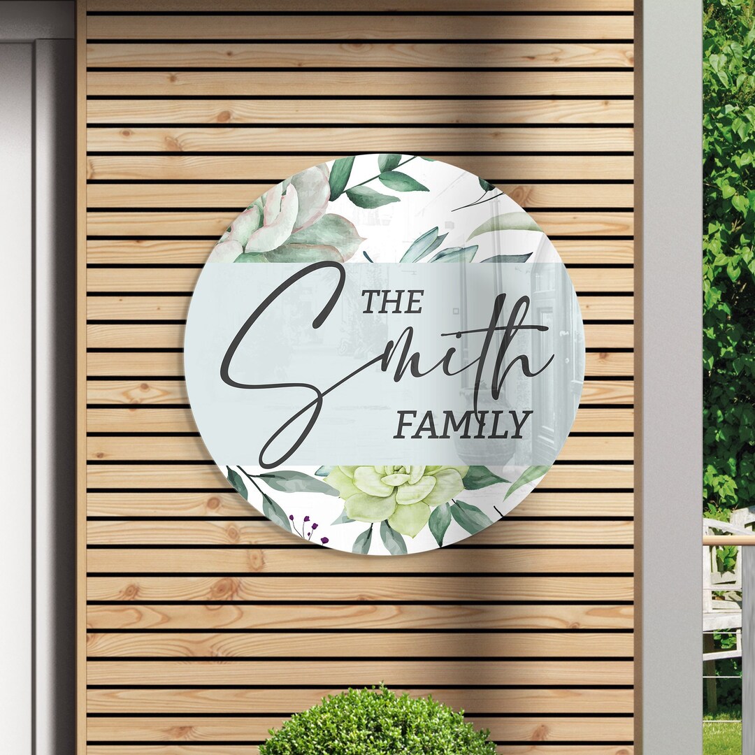Personalized Tempered Glass Front Door Decor, Front Door Sign, Family ...