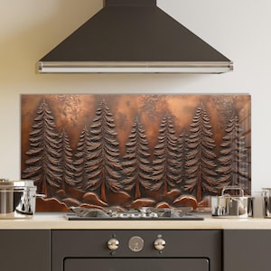 Dosseret en verre trempé, crédence de cuisine en pin, couverture arrière de poêle, oeuvre d'art murale en verre trempé, couvercle de dessus de cuisinière, décoration de cuisine